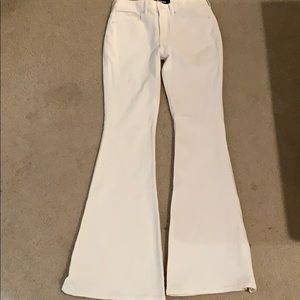 high waisted white flare jeans
